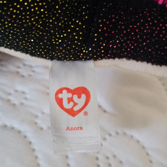 Ty Beanie Babies Anora Rainbow Winged Black Sparkly Dragon Plush Toy 2018 - Picture 5 of 8